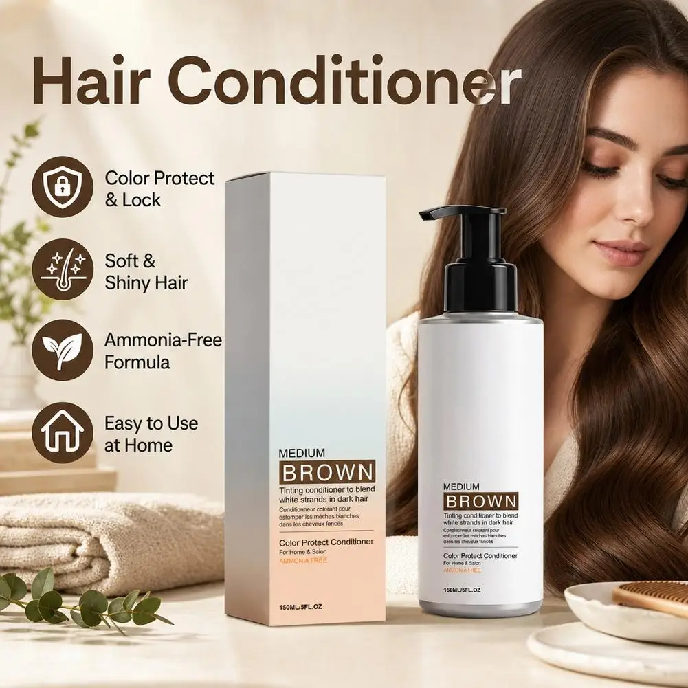 Medium Brown Nourishing Conditioner Color Protecting Conditioner Hair Color Conditioner Vitamin E Hydrating Smooth Care 150ml