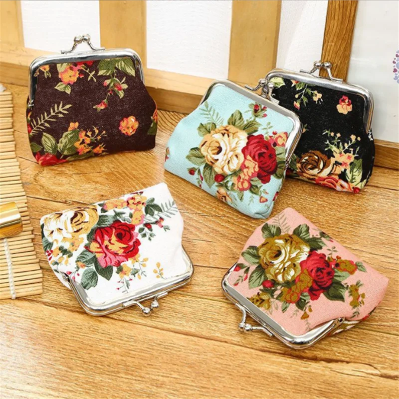 Fashion Rose Coin Purses Holder Women Mini Change Wallets Girl Money Bag Coin Bag Children Zipper Small Pouch Key Pockets