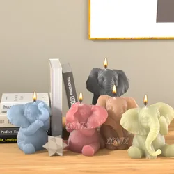 3D Elephant Silicone Candle Mold Cute Sitting Elephant Animal Soap Gypsum Resin Production Tool Home Decoration Crafts Gifts