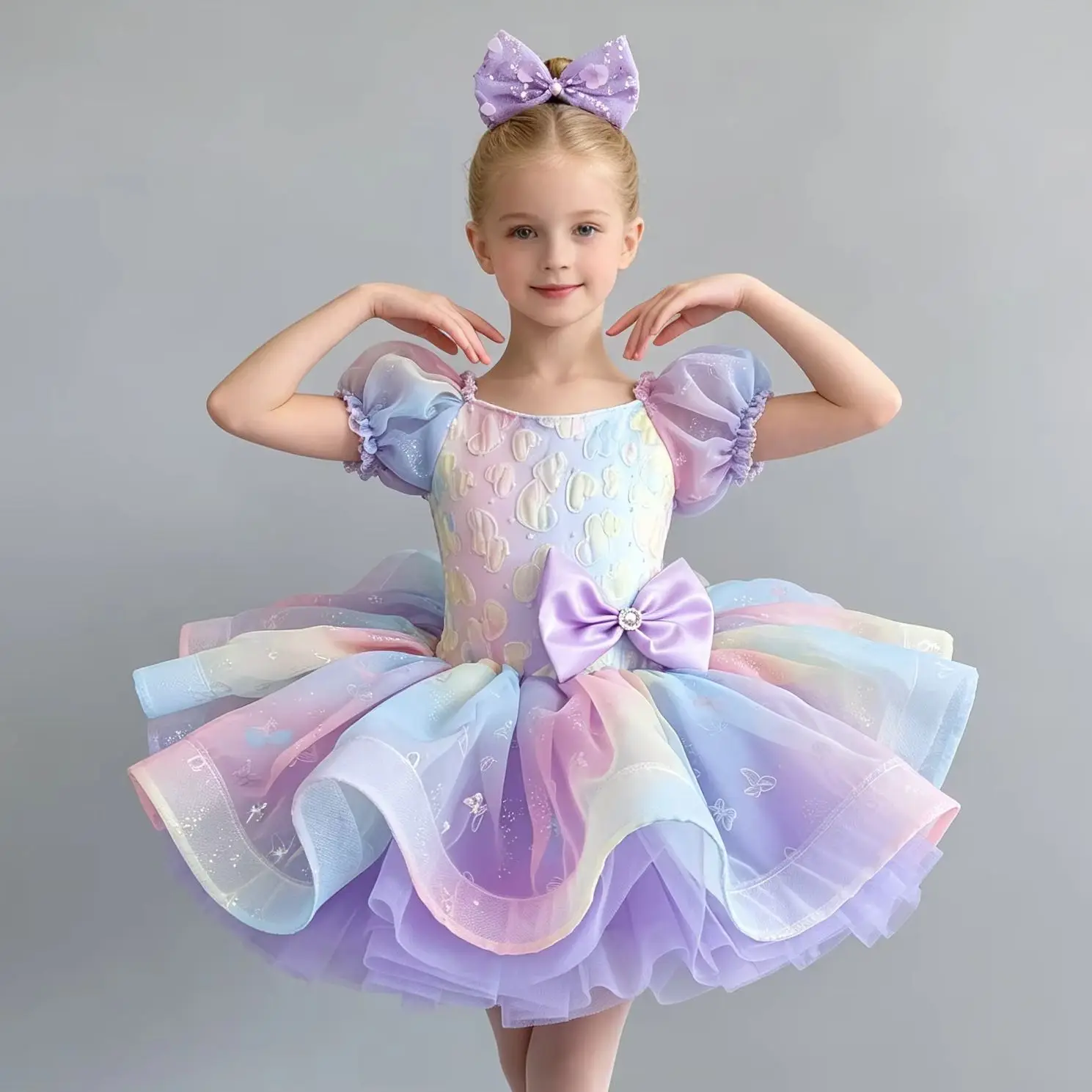 girls-pastel-purple-rainbow-gradient-pancake-ballet-tutu-dress-puff-sleeve-big-bow-kids-ballerina-stage-competition-costumes