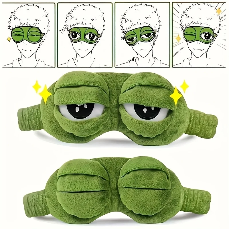 1 cute green frog eye mask, eye protection, school sleep eye mask, soft and comfortable, essential for travel and home, durable