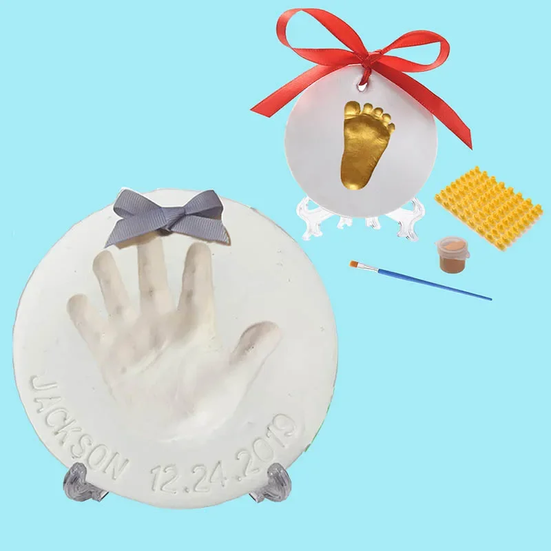 Baby Handprint Footprint Keepsake Ornament 2 Kit DIY Christmas Decoration Newborn Gifts Non-Toxic Clay  Won't Crack