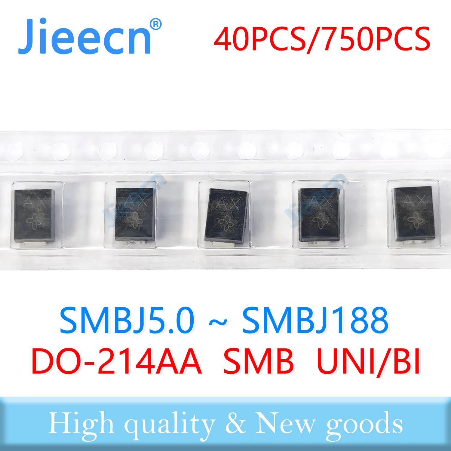 20/850PCS SMCJ5.0 - SMCJ188 10 11 12 13 14 15 16 17 18 20 22 24 26 28 30 33 36 40 43 45 48 51 54 58 TVS A CA UNI BI SMCJ Chinese