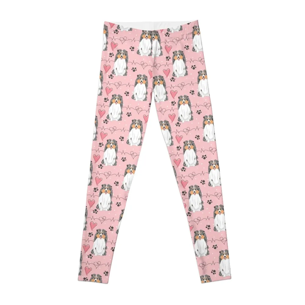 

LOVE Blue Merle Sheltie Dog Shetland Sheepdog Leggings workout shorts Female legging pants Women's trousers Womens Leggings