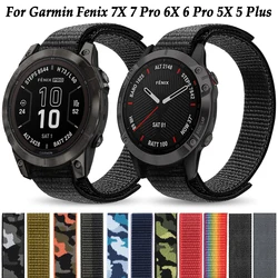 26mm 22mm Hook Loop Nylon Strap For Garmin For Garmin Fenix 7X 7 Pro Solar 6 6X Pro Sapphire 5 5X Plus Band Bracelet Wristband