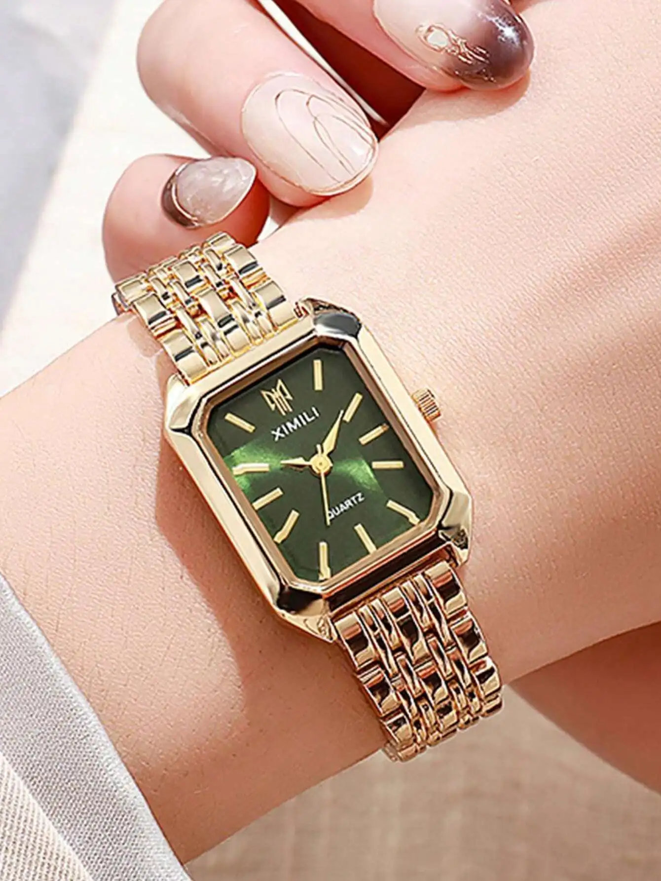 

1pc/Set Stainless Steel Band Women's Luxury Gift Quartz Wrist Watch, Fashionable Minimalist Square Quartz Watch Suitable For Daily Wear, Birthday, Women's Gift, Anniversary, Year-End Promotion, Singles' Day, Halloween Promotion And Other Holiday Gifts