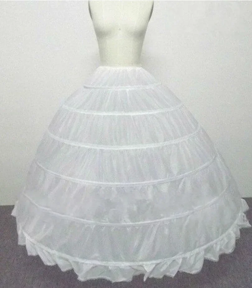 Acessórios de casamento anágua vestido longo vestido de baile crinolina underskirt 6 aros saia anáguas em estoque