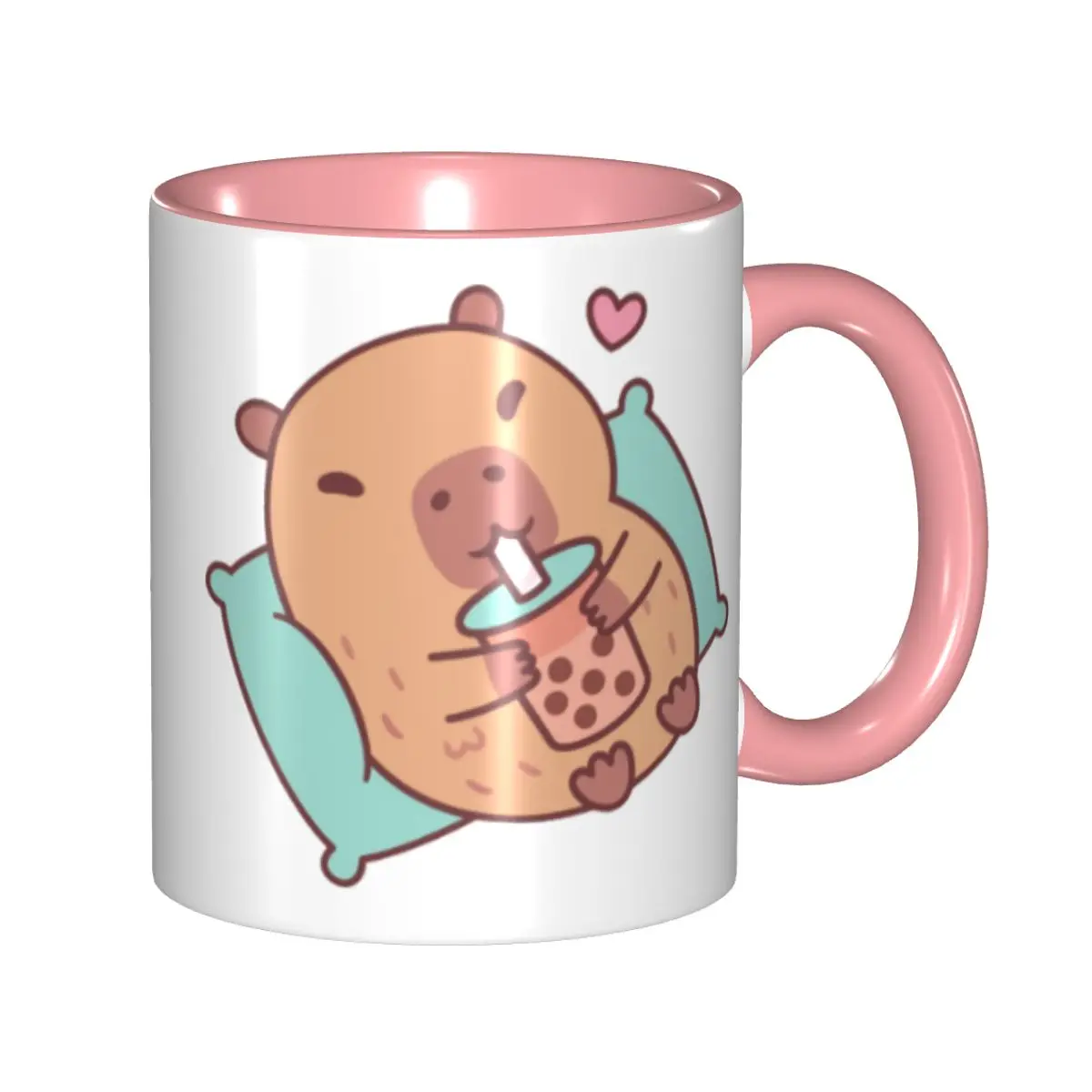 

Cute Capybara Chilling And Drinking Bubble Tea Coffee Mugs DIY Customized Ceramic Tea Milk Mug Cup