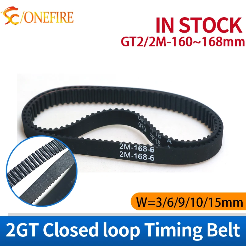 Rubber Circular Arc tooth synchronous belt 2M GT2 160/162/164/166/168 Closed loop belt width  3/6/9/10/15mm