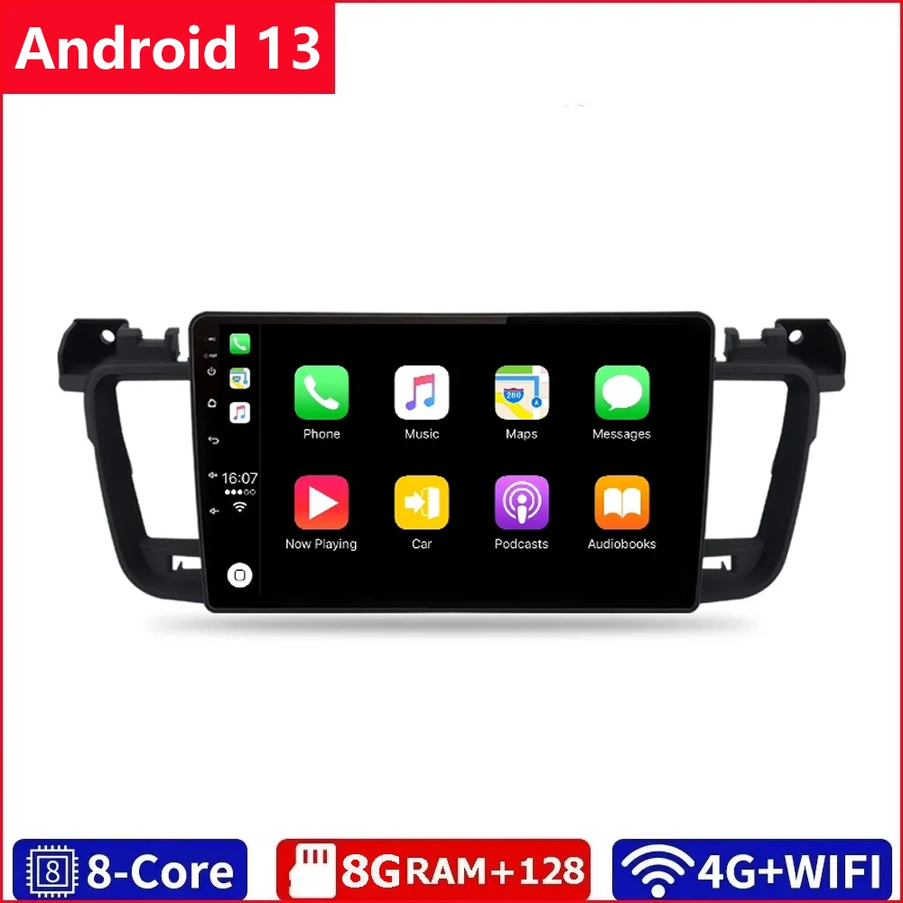 

Android 13 8G+128G Car Radio Screen GPS For Peugeot 508 508SW 2010-2018 AHD Camera Head Unit Auto Stereo FM DSP Split screen