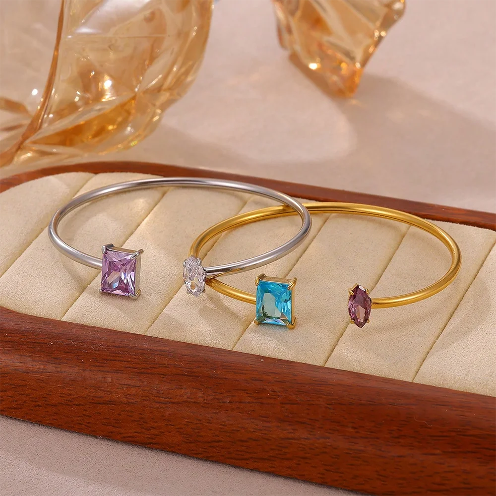 Custom Birthstone Cuff Bangle Mother Bracelet, Personalized