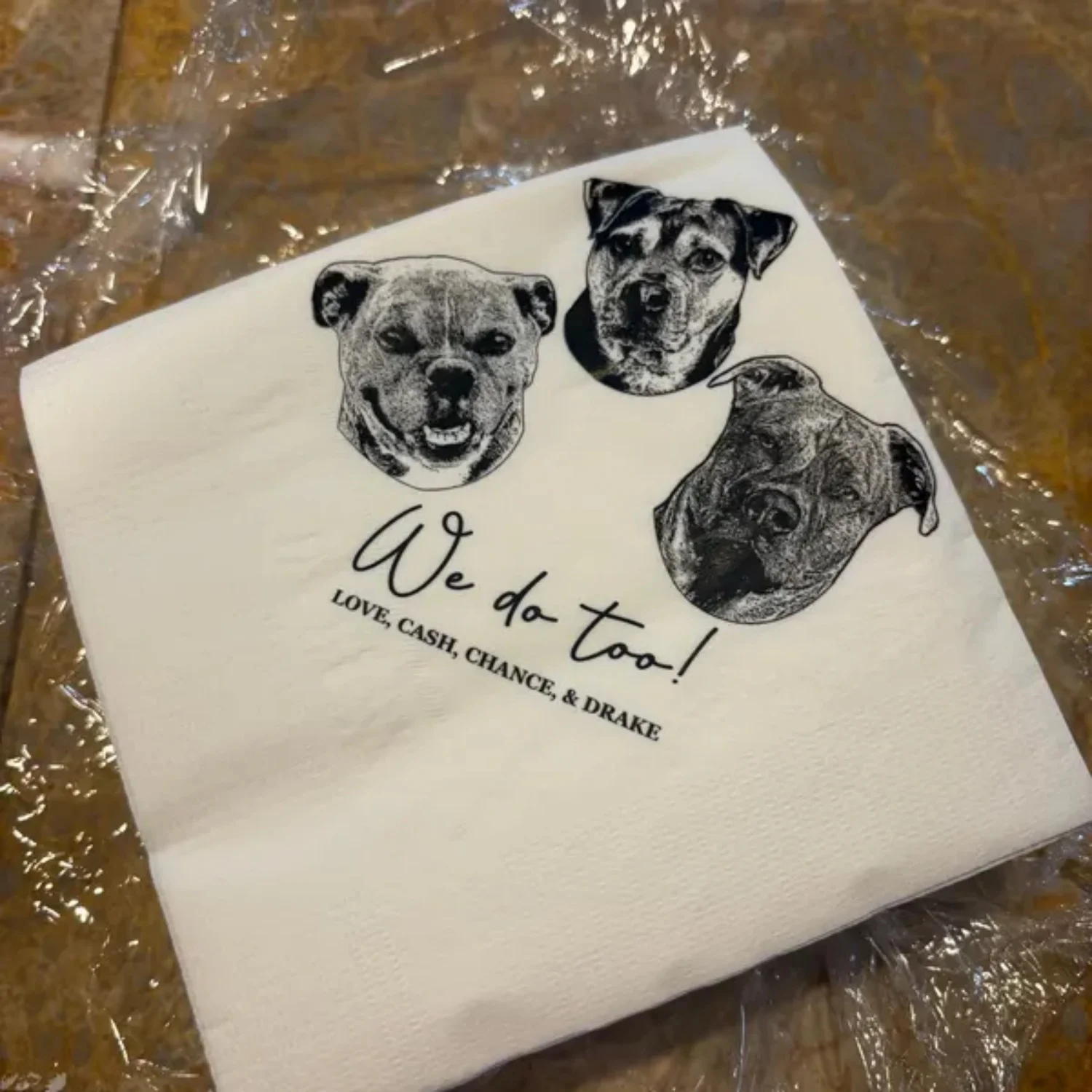 

50 шт. персонализированные коктейльные салфетки для домашних животных для свадеб и особых мероприятий, персонализированные свадебные салфетки с иллюстрацией собаки или кошки