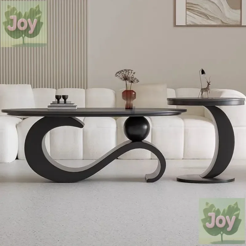 

rock slab oval coffee table light luxury modern living room home simple minimalist bedroom mother and child coffee table home