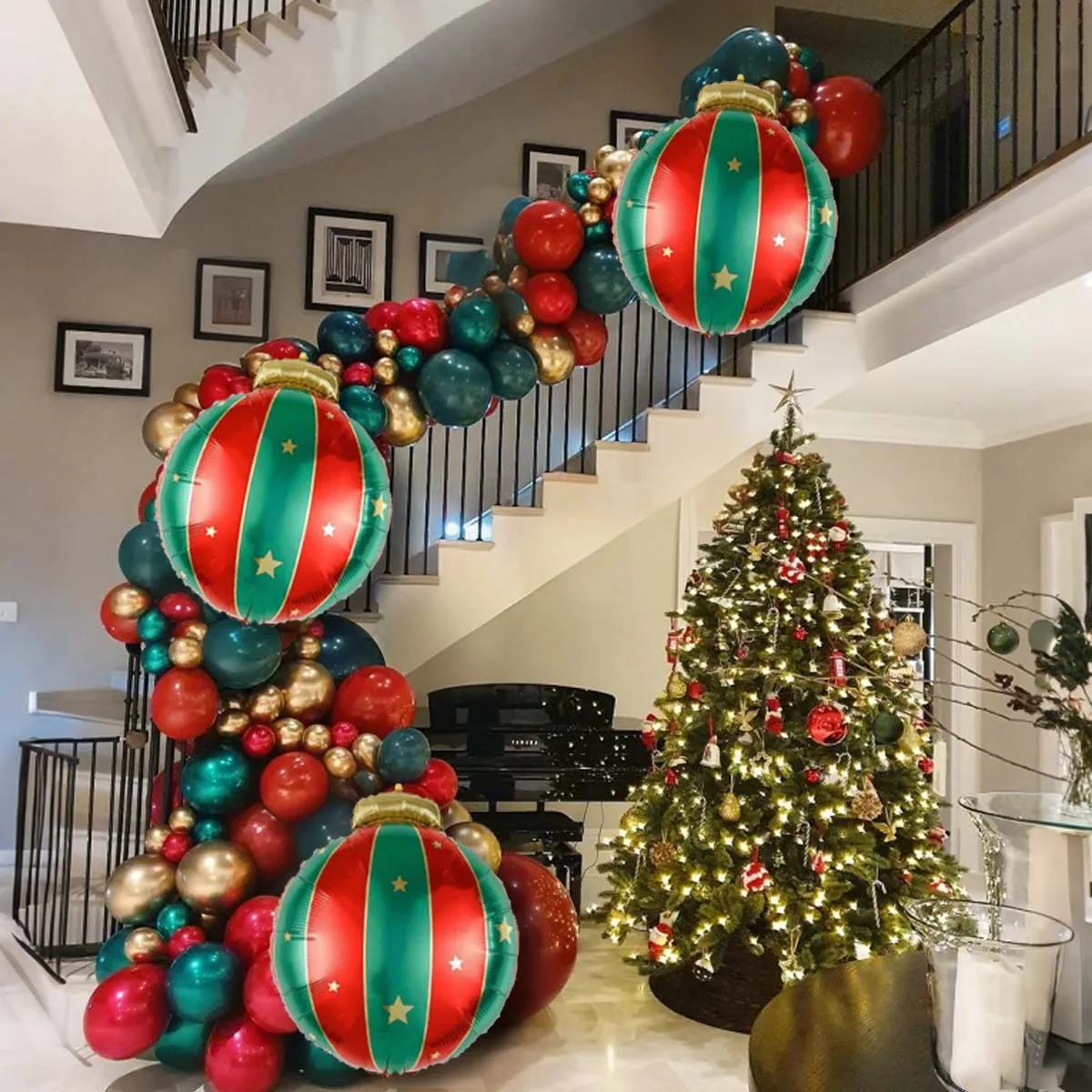 Weihnachtsdekorationsballons, hängende Weihnachtsballons, Luftballons aus Aluminiumfolie, Weihnachtsdekorationsballons zum Thema Neujahr
