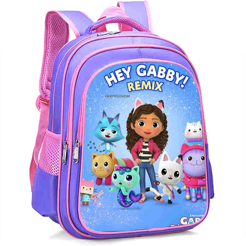 Children Gabby\'s Dollhouse Kindergarten Backpack Cartoon Gabby Cats Backpack School Bags Kids Anime Bookbag Girls Small Rucksack