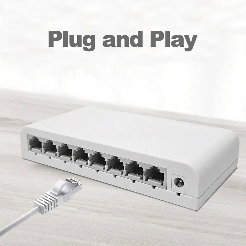 Switch dati Gigabit a 5-8 porte DBIT, Hub di rete, Splitter Ethernet Desktop, porte schermate Plug & Play Mini portatile silenzioso senza ventola