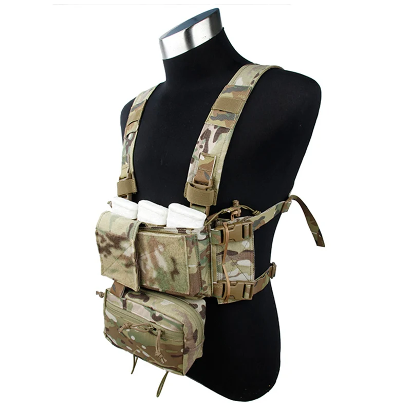 

TMC-Tactical Chest Rig for Airsoft Military, Micro Molle Combat Vest, 5.56 Mag Pouch, CS Match, Wargame Camo, 3115