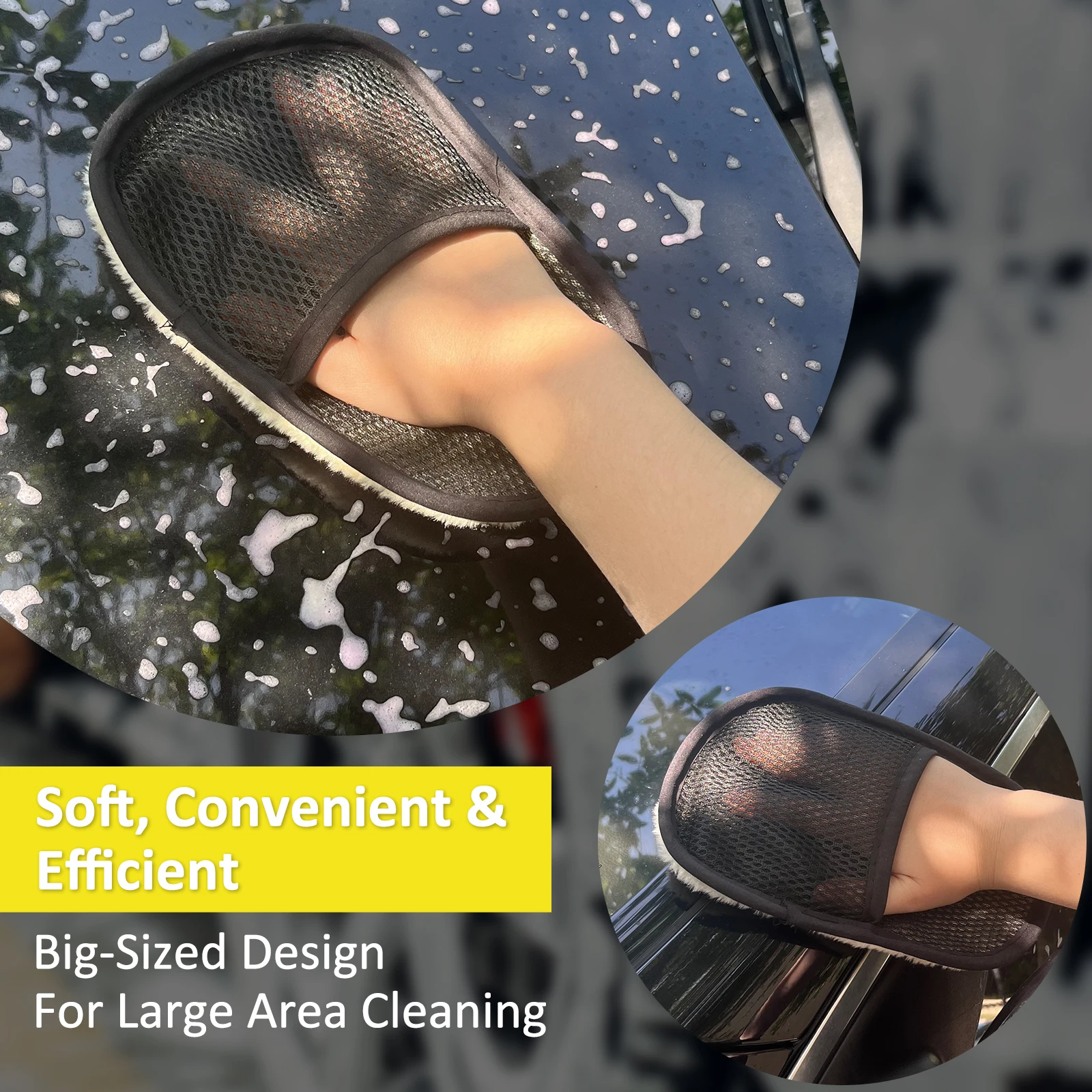 قفاز غسيل من الصوف الصناعي الفاخر من BEAR FORCE - قفاز فائق النعومة وجيد التهوية لتفصيل السيارة للغسيل والتلميع غير الخدوش #4