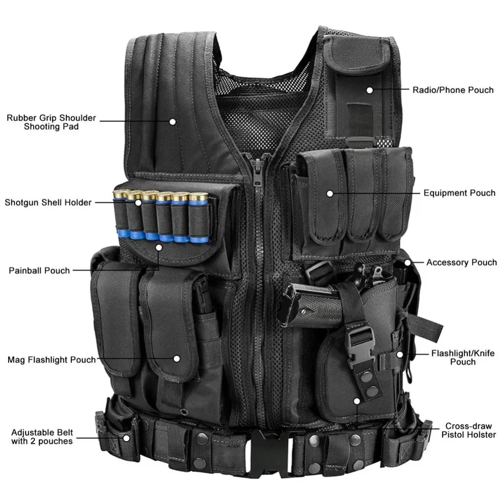 Breathable SWAT Molle Tactical Vest Military Combat Armor Vests Security Hunting Army Outdoor CS Game Airsoft Training Jacket