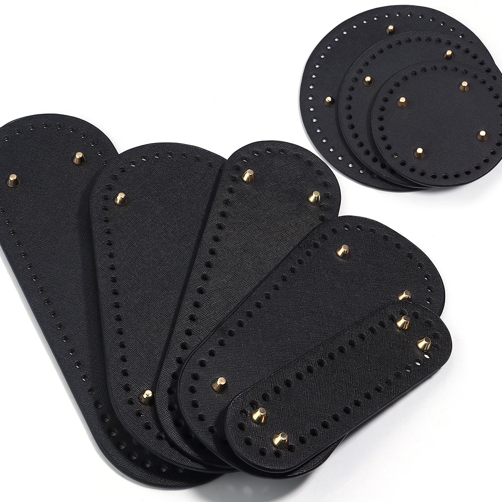 قاعدة بيضاوية مصنوعة يدويًا لحقيبة محبوكة من جلد البولي يوريثان وقاعدة حقيبة يدوية مع ثقوب وإكسسوارات سفلية لحقيبة كروشيه ذاتية الصنع