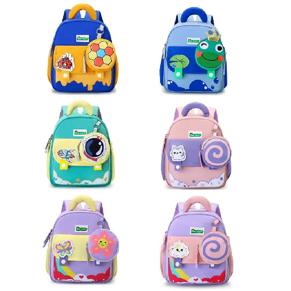 Animal Patterns Kindergarten School Bag Waterproof Adjustable Straps Cartoon Nursery Backpack Zipper Closure Large Capacity