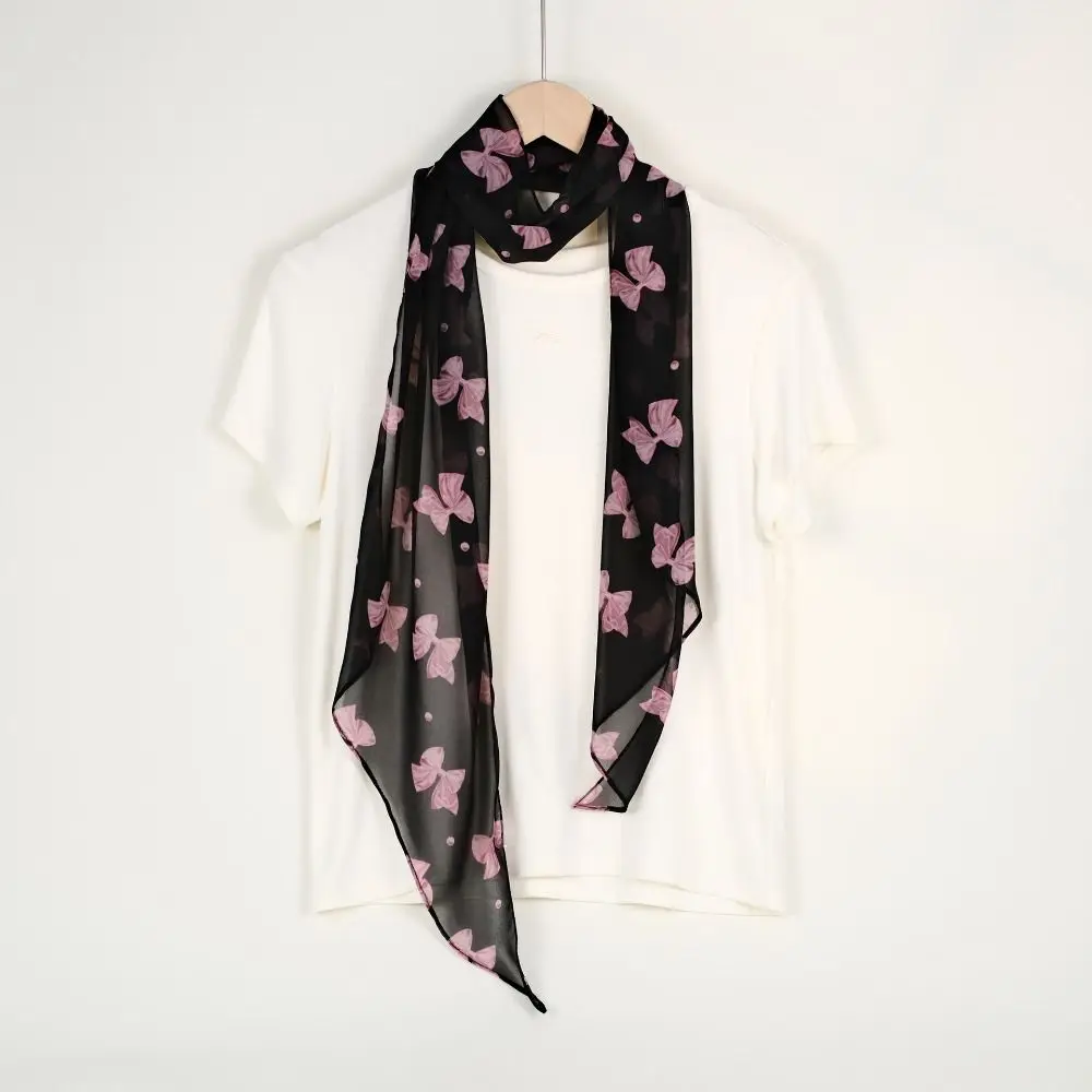 Sweet Ribbon Leopard Print Scarf Thin Dressing Decoration Scarf Headband Hair Accessories French Style Long Scarves Party