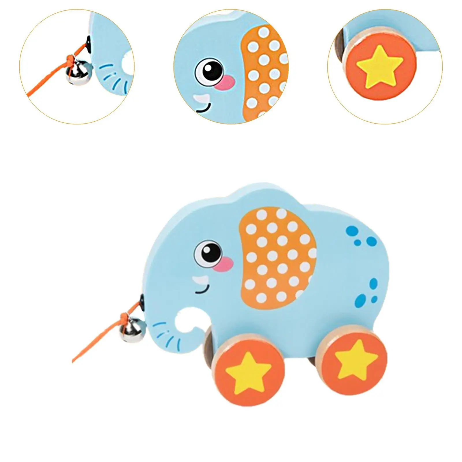 Animal Pull Toy for , Wooden Wheel Design, Ideal for Early Development