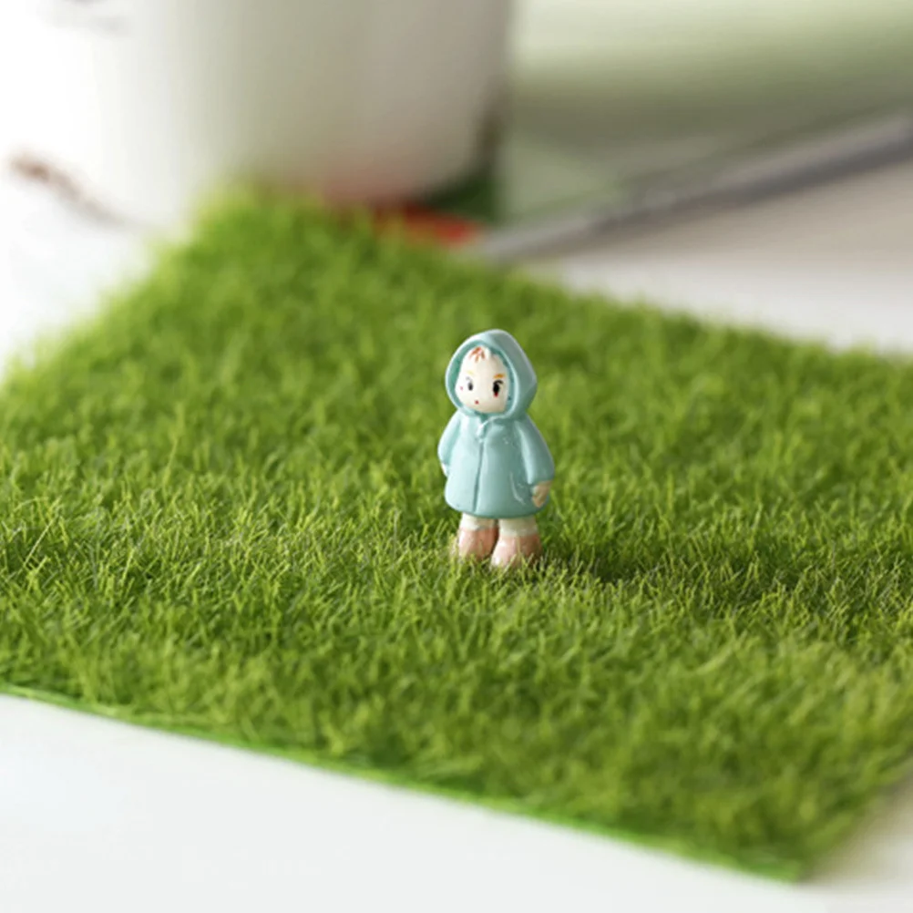 4Pcs Plastic Turf Mat Artificial Grass for Sand Table DIY Landscape Decoration Fake Lawn Pad Sturdy Terrain Cover