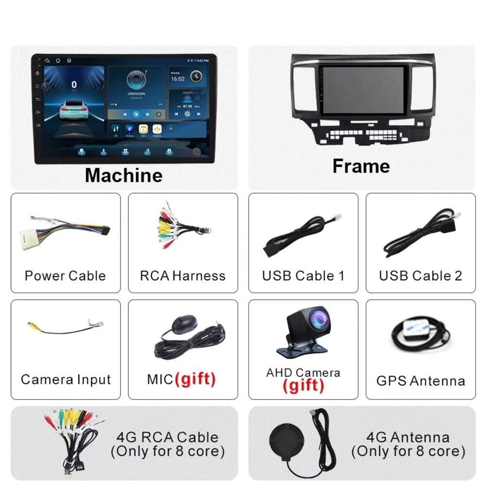 Car Radio Android 16 For MITSUBISHI LANCER 9 10 X 2008 2009 2010 2011 - 2016 9Inch Stereo Audio GPS Player Carplay Auto Screen