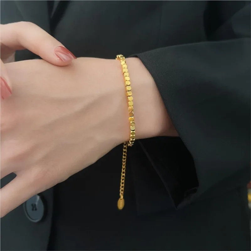 ANENJERY 316L Stainless Steel Coarse Chain Bracelet for Women Men Vintage Simple Jewelry Gift Wholesale