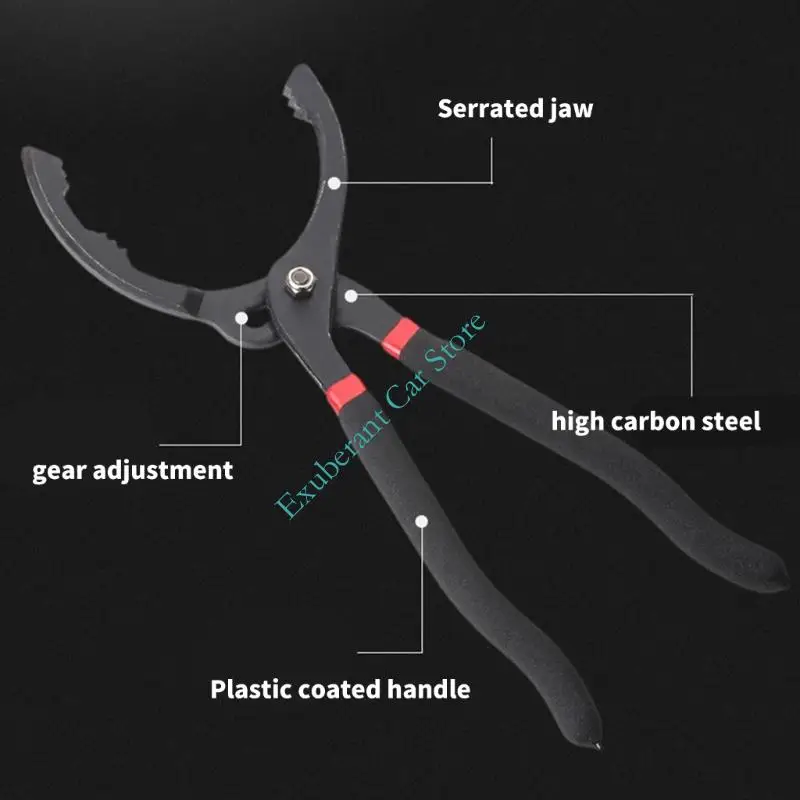 Oil Change Filter Pliers Set, 2 Piece Curved Serrated Grip Wrench With Rubber Grip Handles and Two Length Design for Car 2