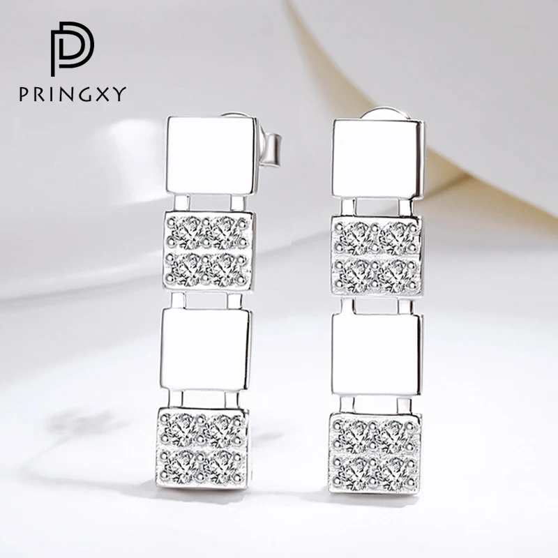 

PRINGXY D Color VVS1 Moissanite Drop Earrings for Women 100% 925 Sterling Silver Pt950 Platinum Plated Square Shape Fine Jewelry