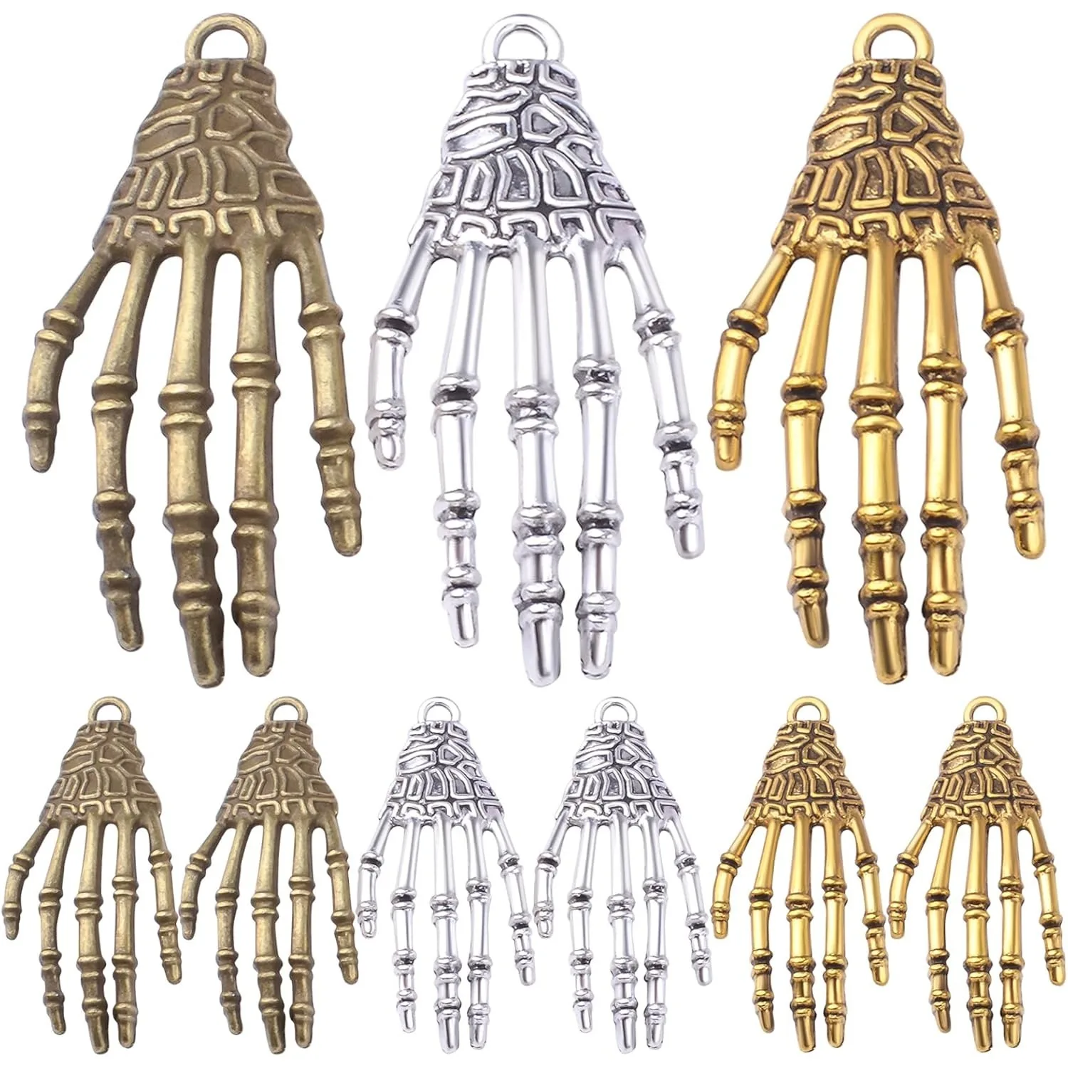 

30pcs Skeleton Skull Hand Charms Hand Claw Pendants Punk Horror Bone Claw DIY Accessories for Necklace Bracelet Jewelry Making