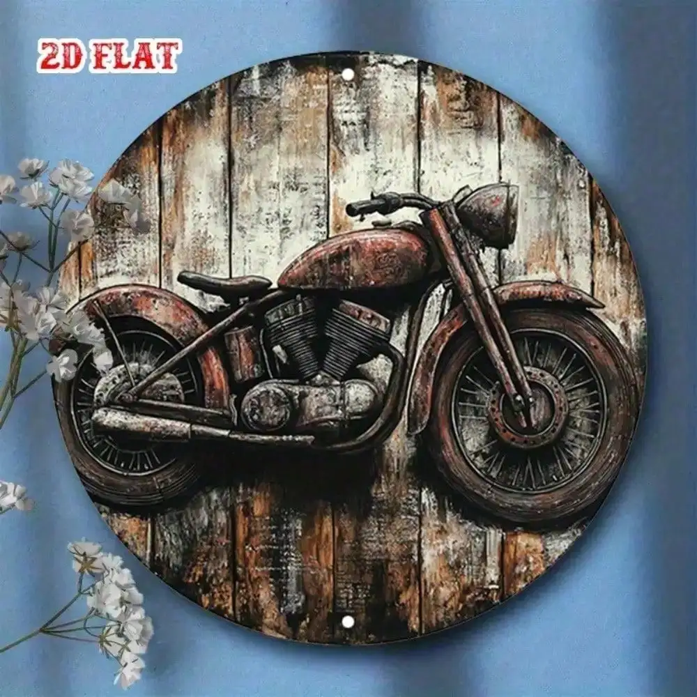 CIFBUY 7.8 Inch Retro Motorcycle Tin Sign Vintage Metal Wall Art Rustic Man Cave Garage Cafe Decor