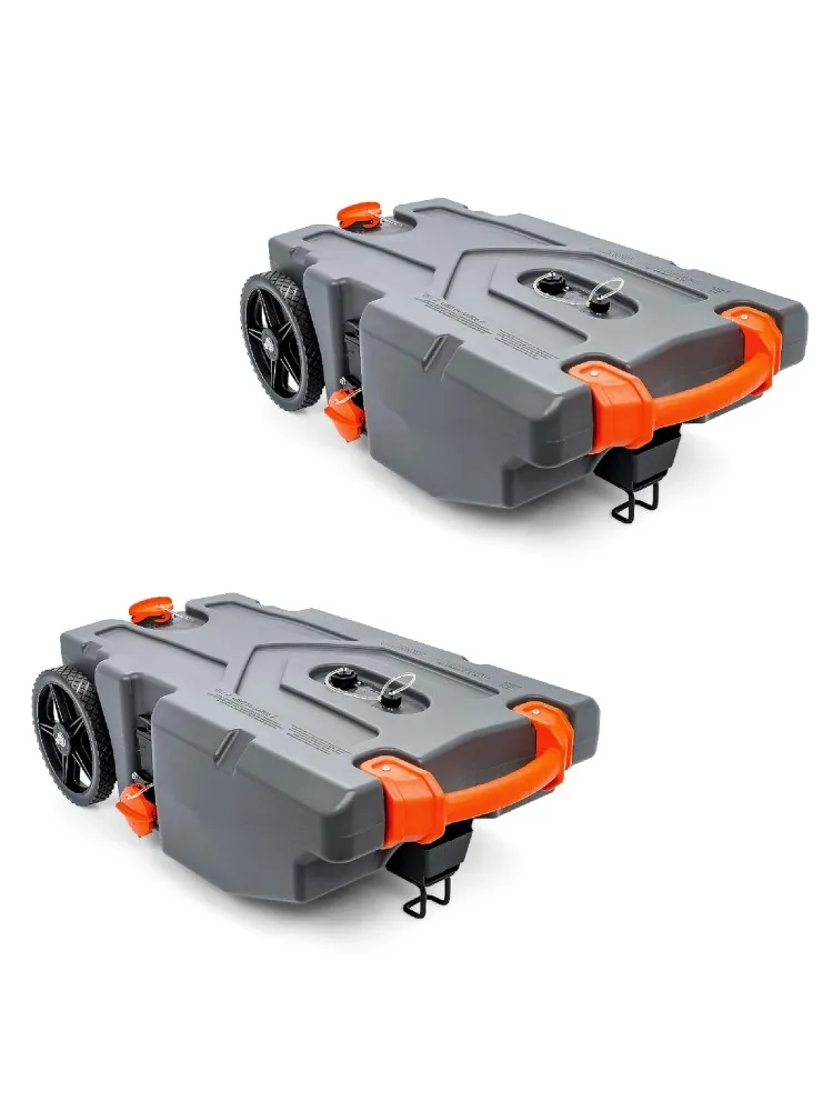 

36 Gal Heavy Duty Rhino Portable RV Waste Tank with Wheels, Sewer Hose, Steel Tow Adapter, and Accessories, Gray (2 Pack)