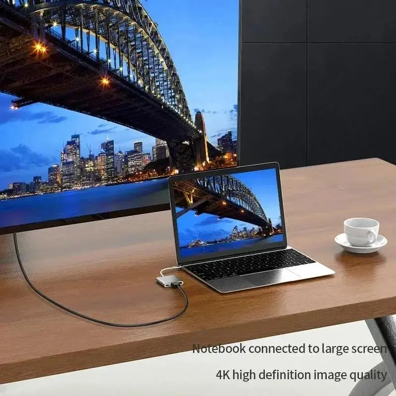 3 في 1 Usb Hub USB C إلى HDTV الفاصل HUB Type-C إلى HDMI متوافق مع USB3.0 محطة إرساء لماك بوك اير برو سامسونج محول #6