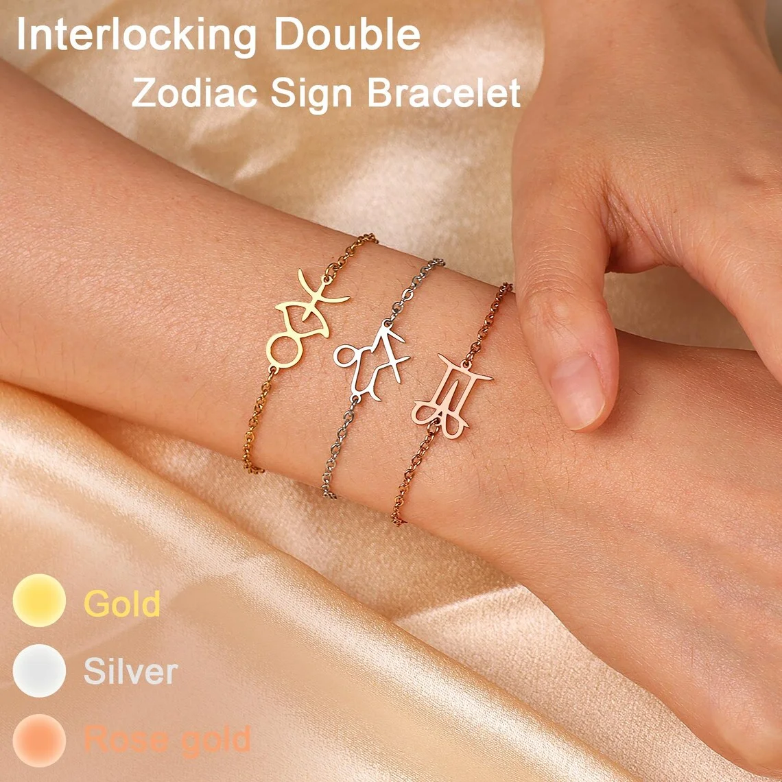 

Custom Interlock Zodiac Sign Bracelet Stainless Steel Bracelets for Couples Astrology Bracelet Meaningful Jewelry Birthday Gift