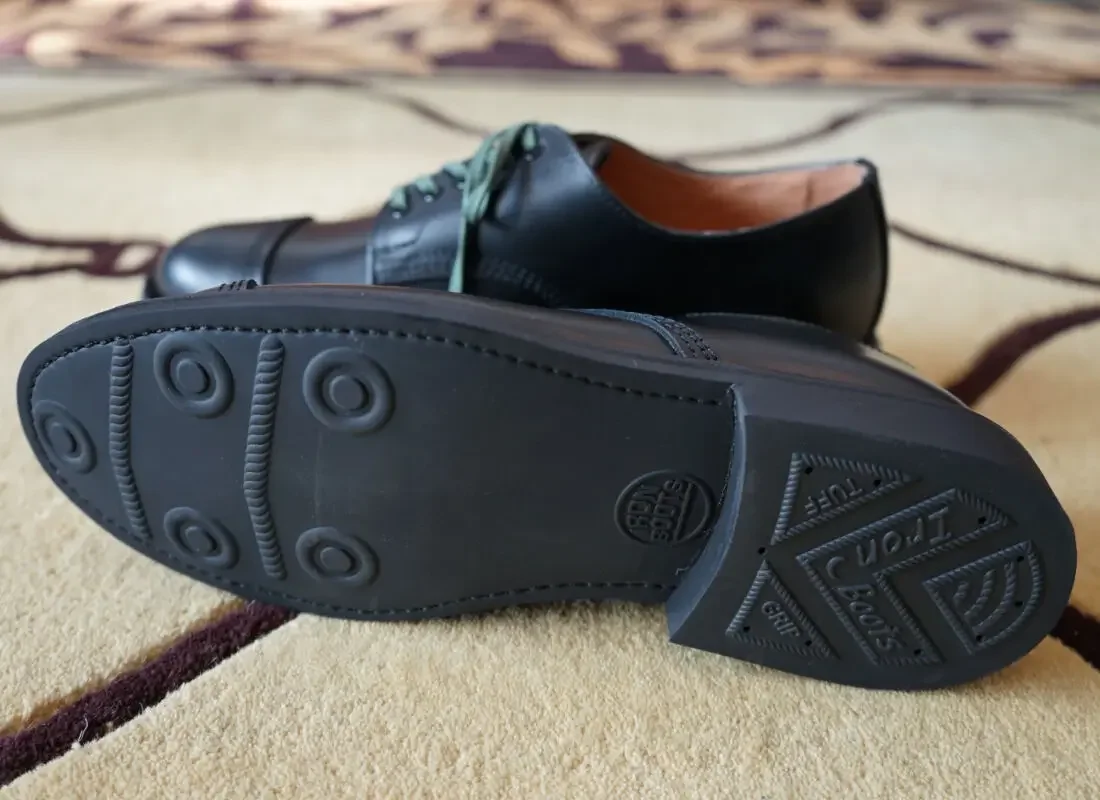 Goodyear sepatu kulit Formal kasual pria, sepatu las, sepatu kulit Formal, tali tiga sambungan, kulit sapi rendah, garis Vintage untuk pria