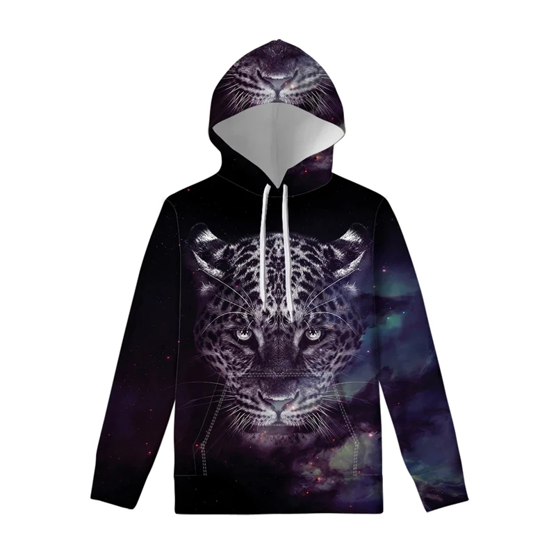 Autumn Men's Sweatshirts Leopard 3D Print Long Sleeve Hoodies For Men 2024 Street Hoodie Loose Overszied Man Clothing Pullovers