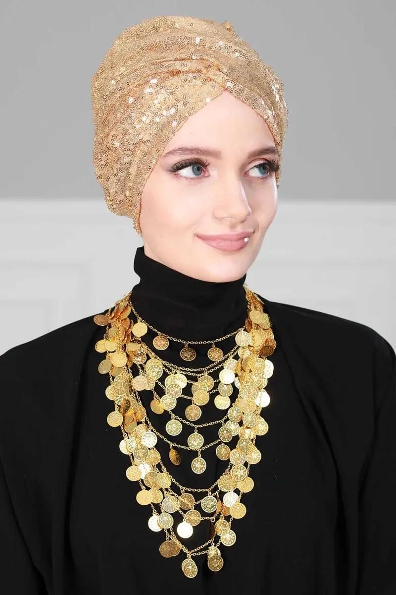Hijab Knochen pailletten Gold