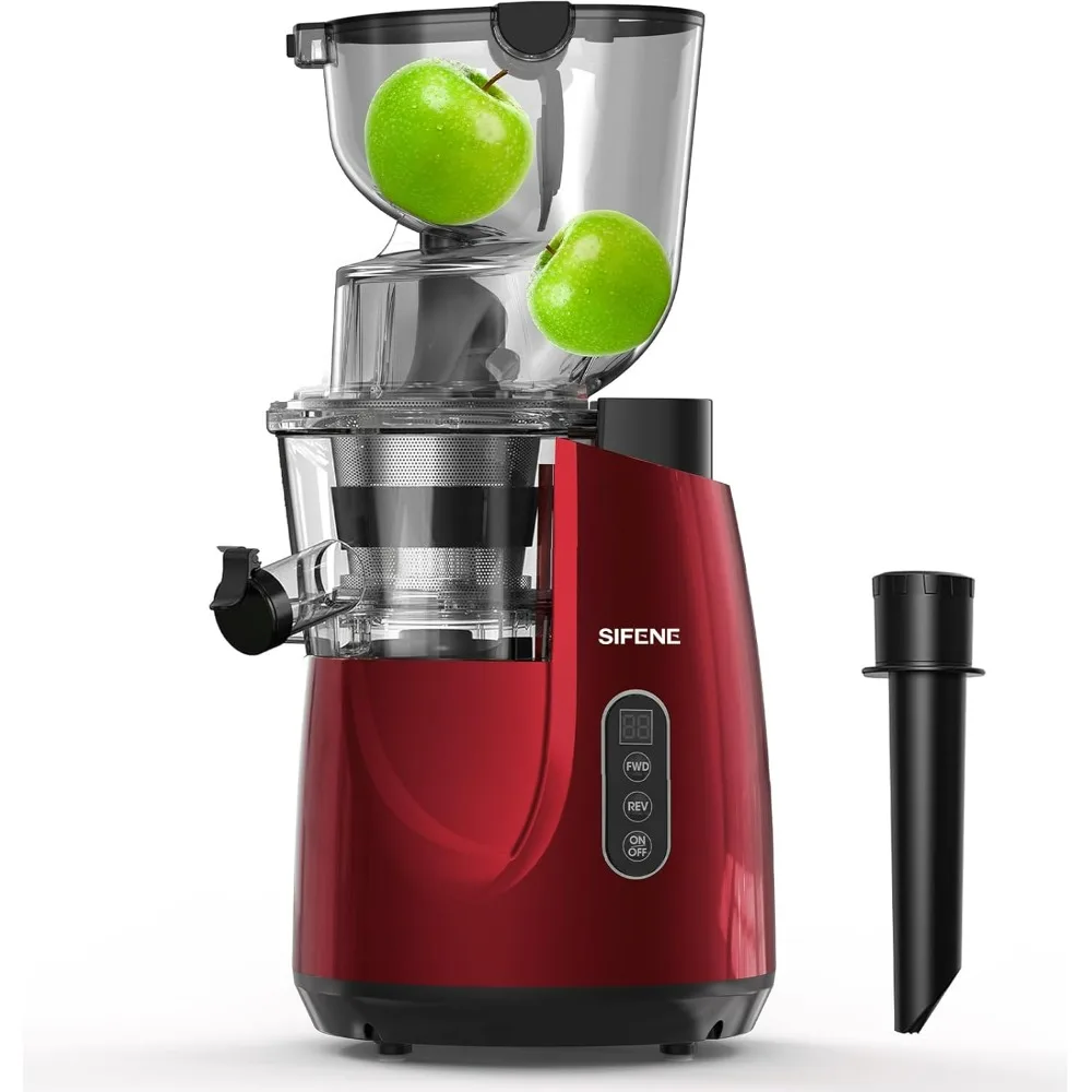 

Whole Fruit Cold Press Juicer Machine - Vertical Slow Masticating Juicer with Large 3.3in Feed Chute (Red)