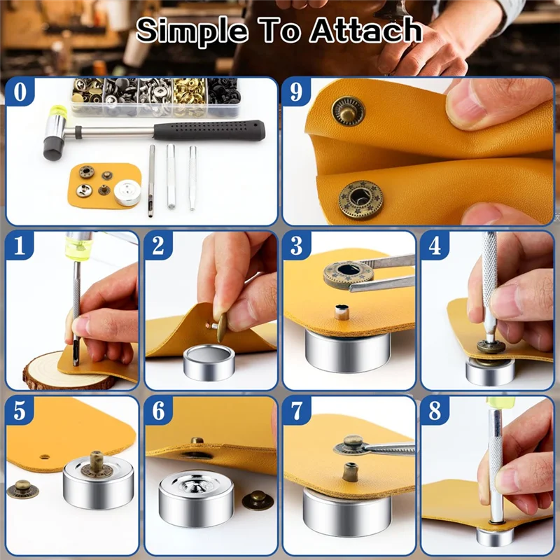 مجموعة أدوات تثبيت المفاجئة F-F 506 قطعة، مجموعة أدوات تثبيت جلدية 15 مم، أزرار كبس، للملابس والسترات والأساور والحقائب
