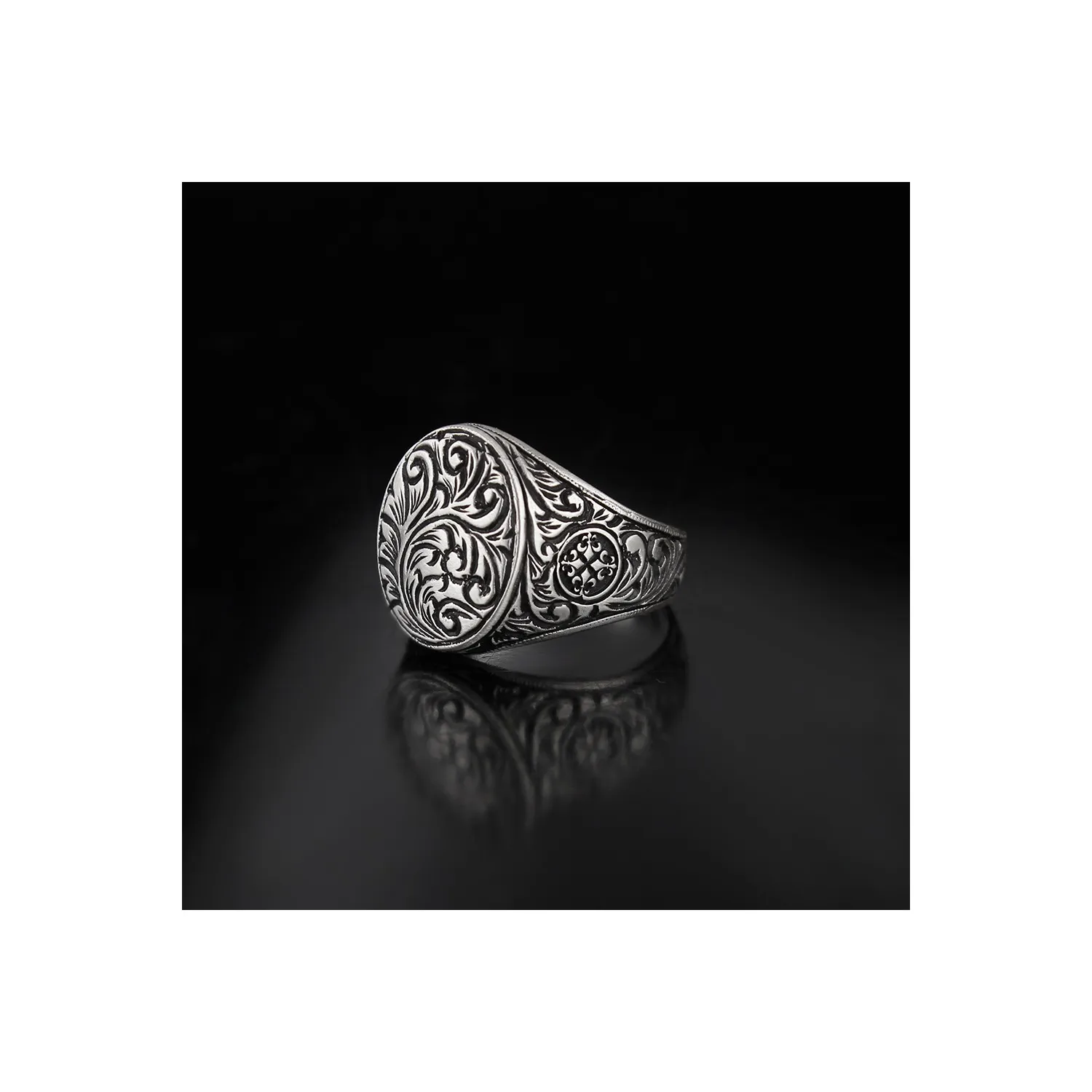 925 Sterling Men's Sterling Silver Ring Handmade Pen Work Quality Stylish Elegant Antique Color Fashionable 2022 Creation