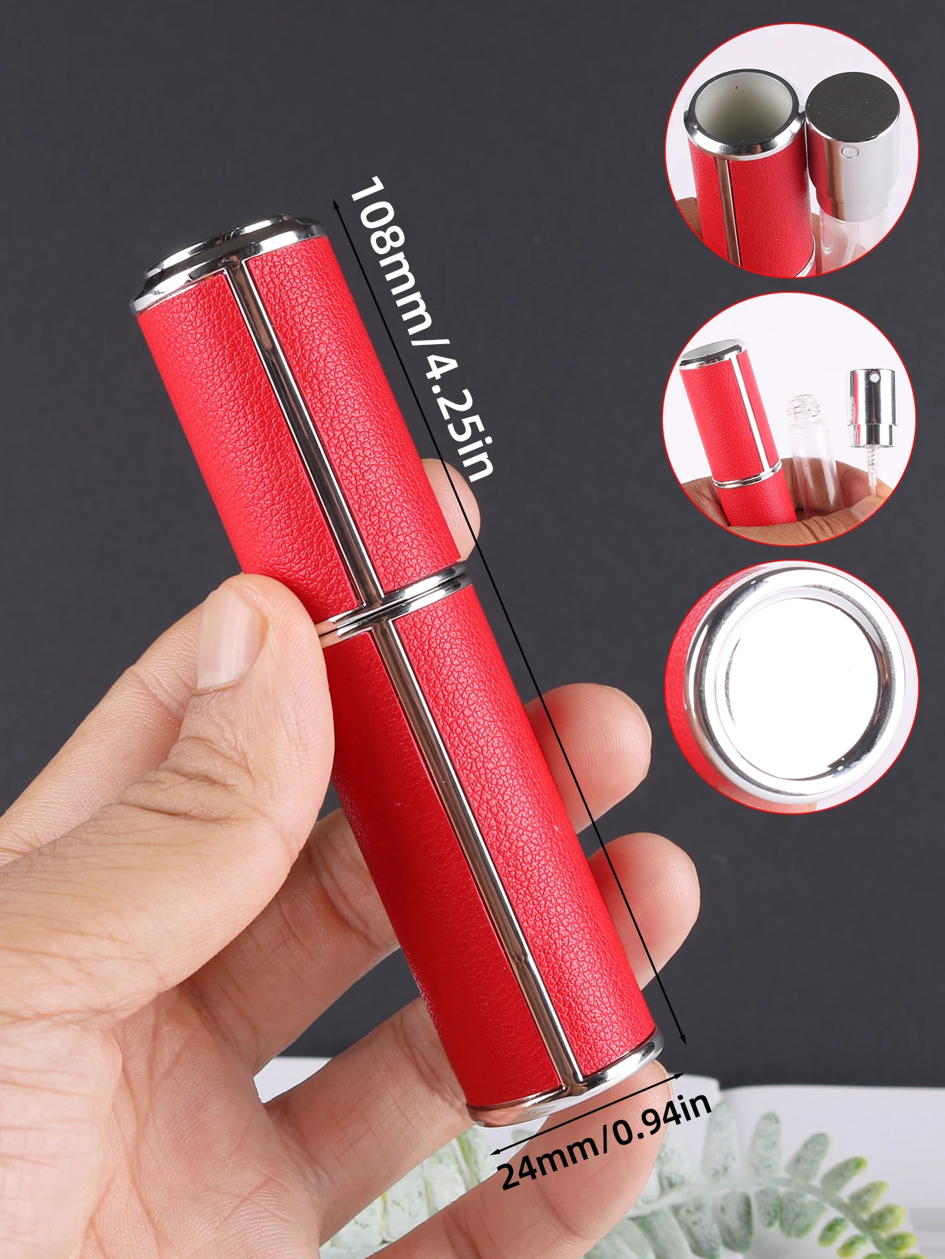 10ml Drehverschluss-Lederparfümflasche, Leerer Nachfüllbarer Reisebehälter, Leere Kölnischwasserflasche, Tragbare Sprühflasche, Taschenformat – Detail 2