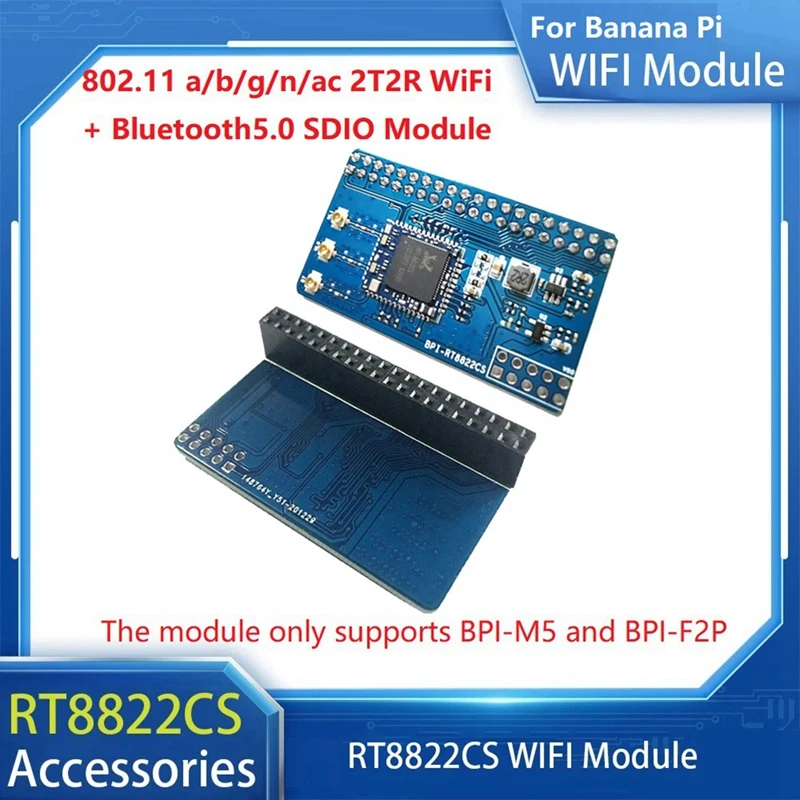 

For Banana Pi RT8822CS V1.0 Expansion Board 802.11 A/B/G/N/Ac 2T2R Wifi+BT5.0 SDIO Module Supports BPI-M5 And BPI-F2P