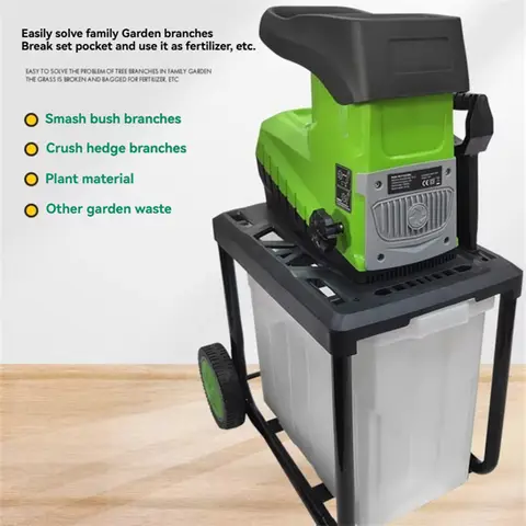 2800W High Power Electric Garden Shredder Wood Chipper with 60L Collection Box & Wheels for Branches Leaves 