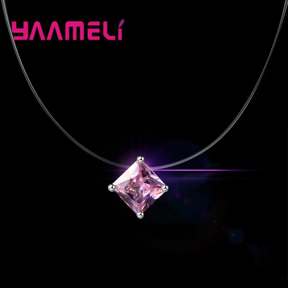 925 Sterling Silver Geometry Casual Fishing Jewelry Necklace For Women Shiny AAA Cubic Zirconia Party Anniversary Gift Promotion