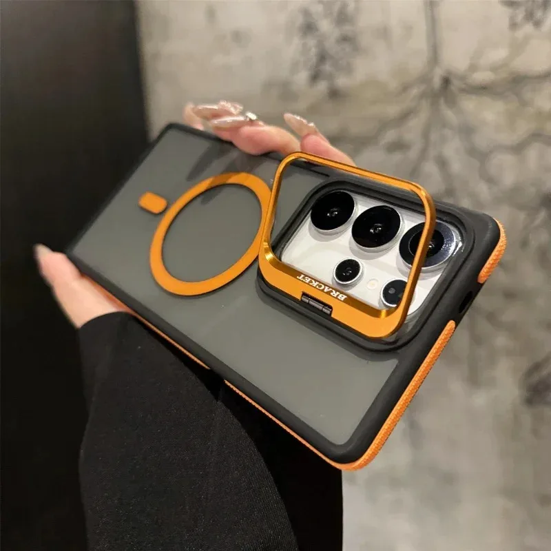 

Для Magsafe Магнитный металлический защитный чехол-подставка для объектива для Galaxy Samsung S25 S24 S23 S22 Ultra Plus FE Противоударный чехол-бампер