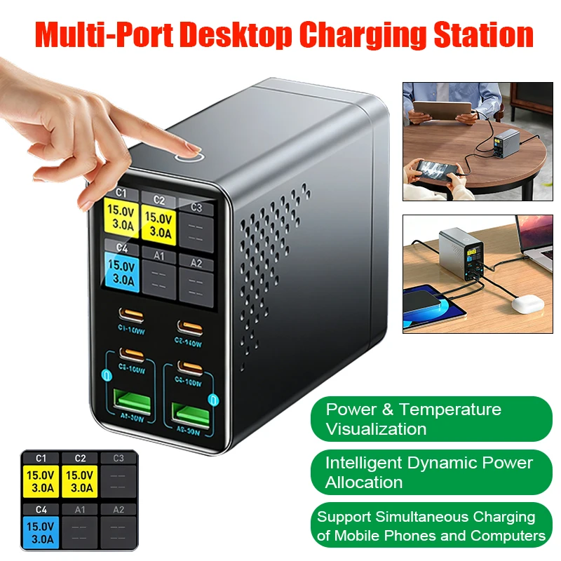 chargeur-de-bureau-intelligent-multi-ports-6-en-1-140w-avec-affichage-numerique-intelligent-4-ports-type-c-2-ports-usb-chargeur-rapide-multi-interface