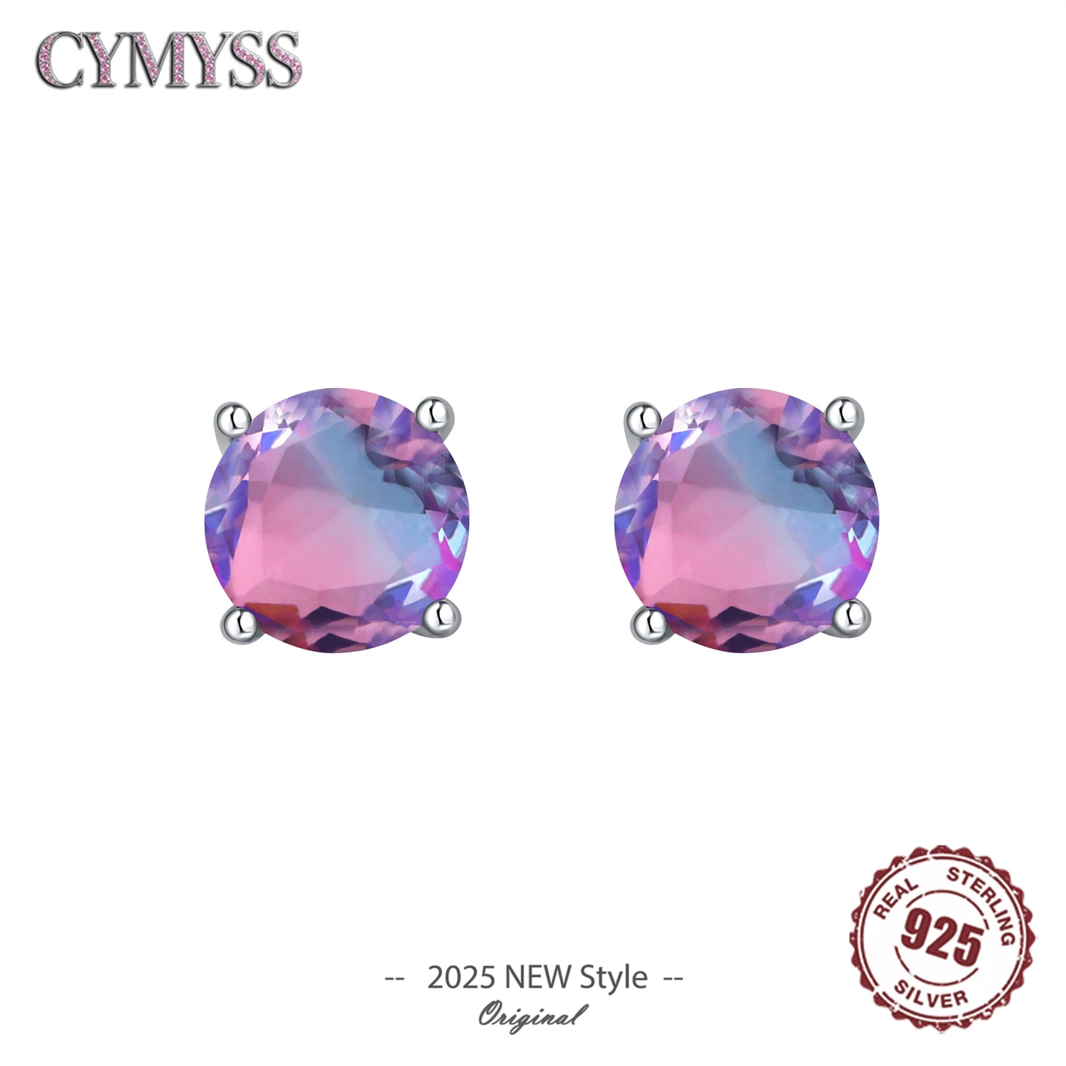 

2025 Original S925 Sterling Silver Violet Red Tourmaline Zircon Ear Stud For Women Fashion Earrings Jewelry Fashion Party Gifts